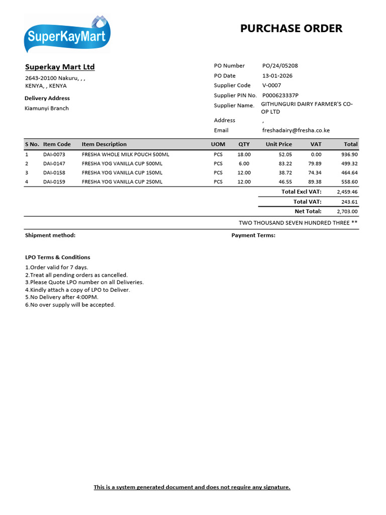 Purchase Order - PO_24_05208 ∙ GITHUNGURI DAIRY FARMER'S CO-OP LTD (P ...