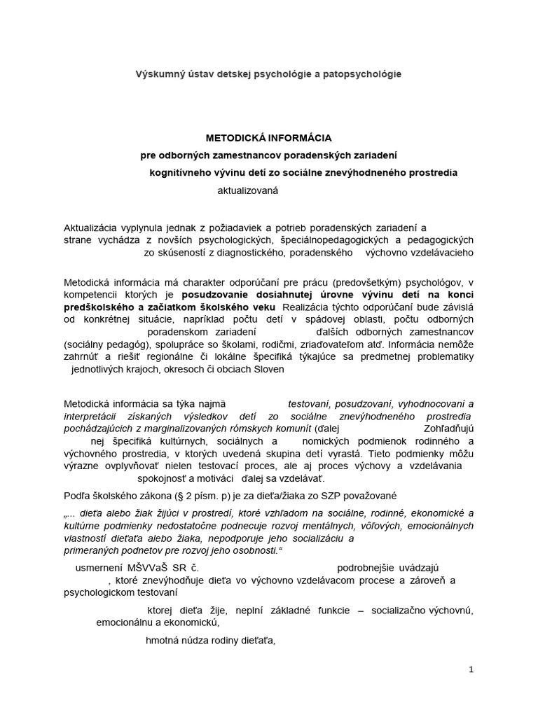 Metodicka Informacia Pre Odbornych 2018 | PDF