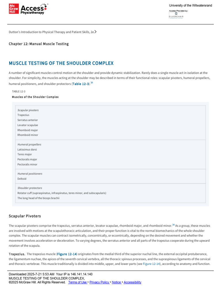 Shoulder Muscle Testing Techniques | PDF | Shoulder | Anatomical Terms ...
