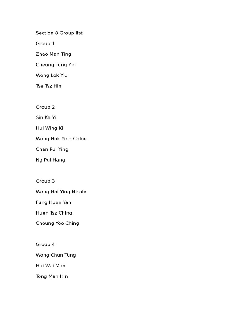 Group Member List by Section 8 | PDF