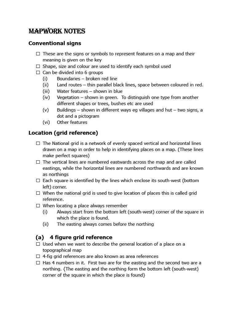GEO MAPWORK NOTES 2019 (1).docx | PDF | Geomorphology | Earth Sciences