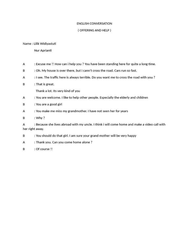 English Conversation: Offering Help | PDF