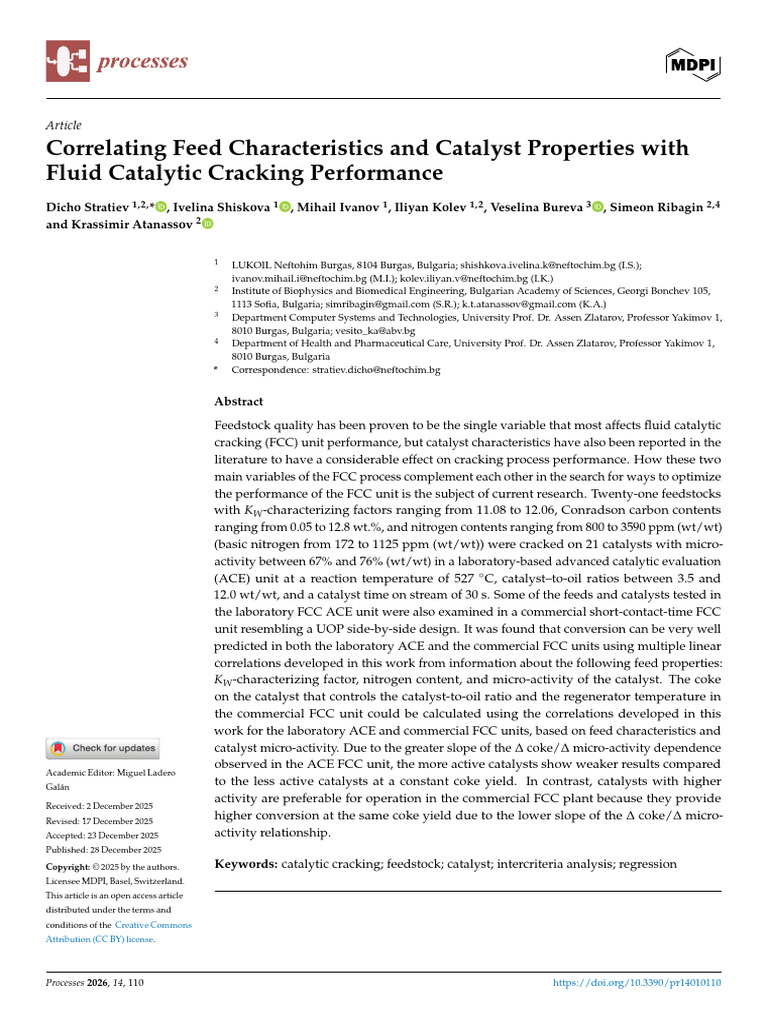 FCC Performance: Feed and Catalyst Correlation | PDF | Cracking ...