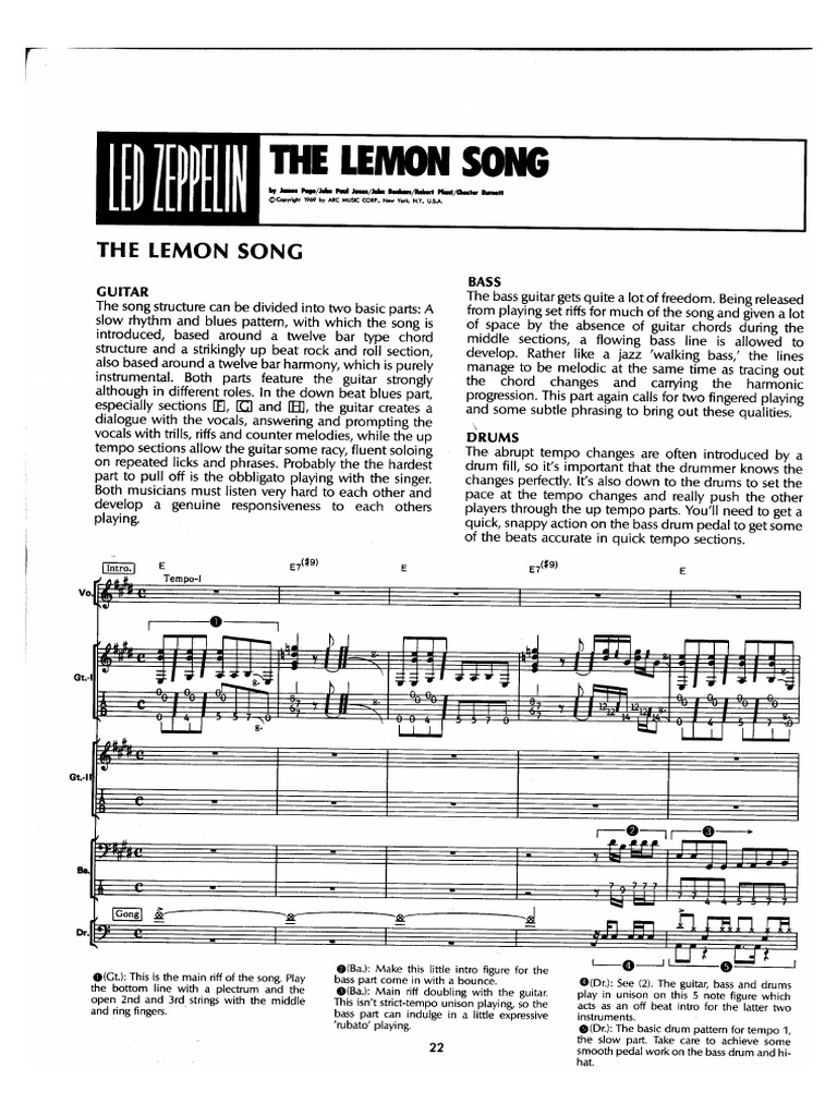 Led Zeppelin - The Lemon Song | PDF