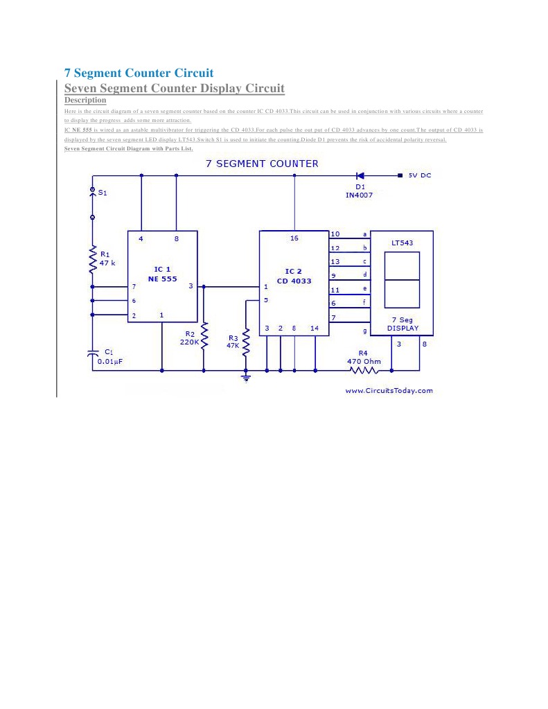 7 Segment Counter Circuit with CD 4033 | PDF | Electromagnetism ...