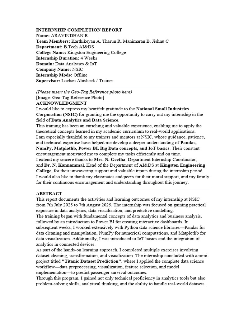 Data Analytics Internship Report | PDF | Analytics | Data