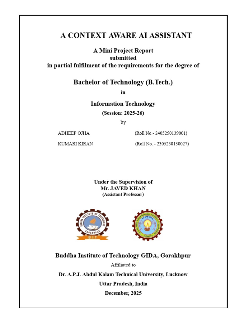 Project - Cover Page Format | PDF