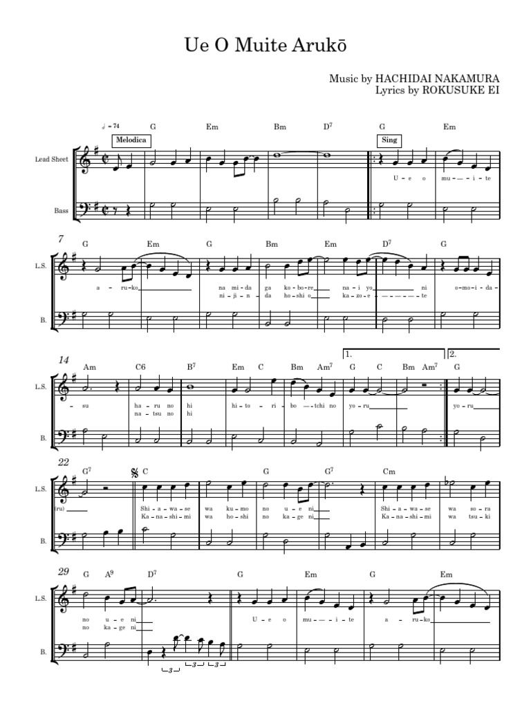 Ue O Muite Arukō - Lead Sheet & Bass | PDF