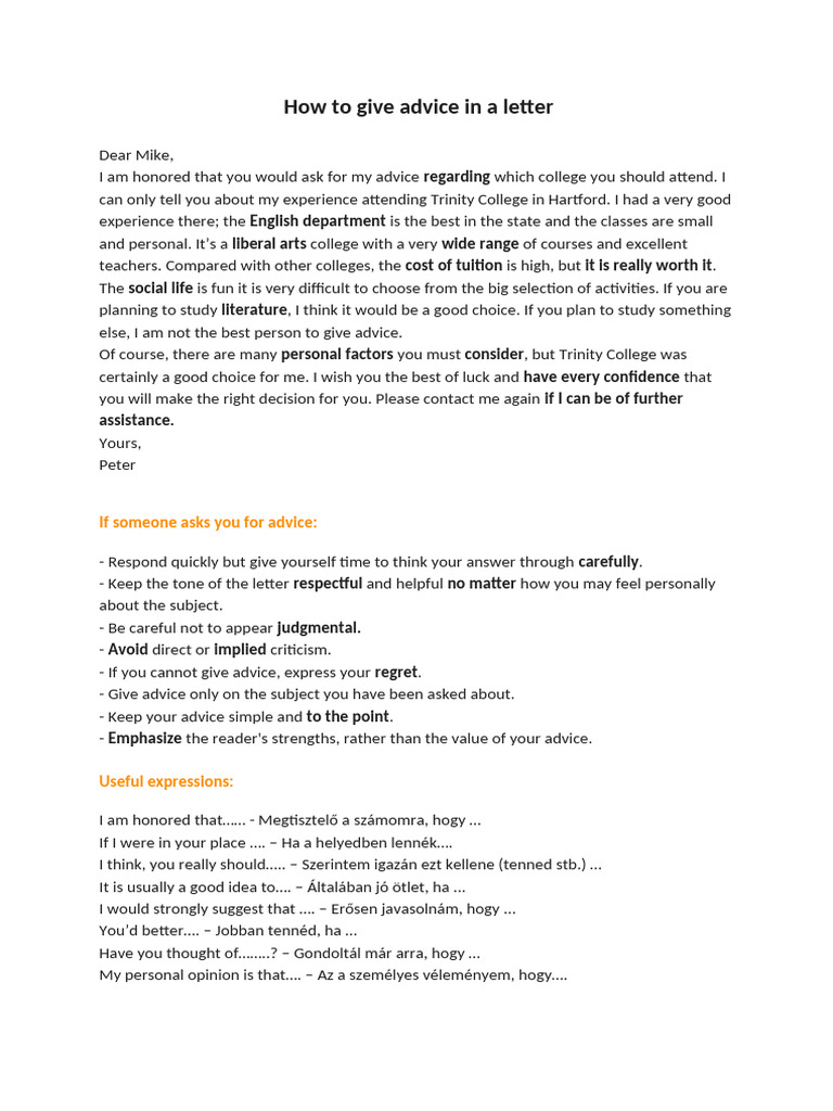 Writing Effective Advice Letters | PDF
