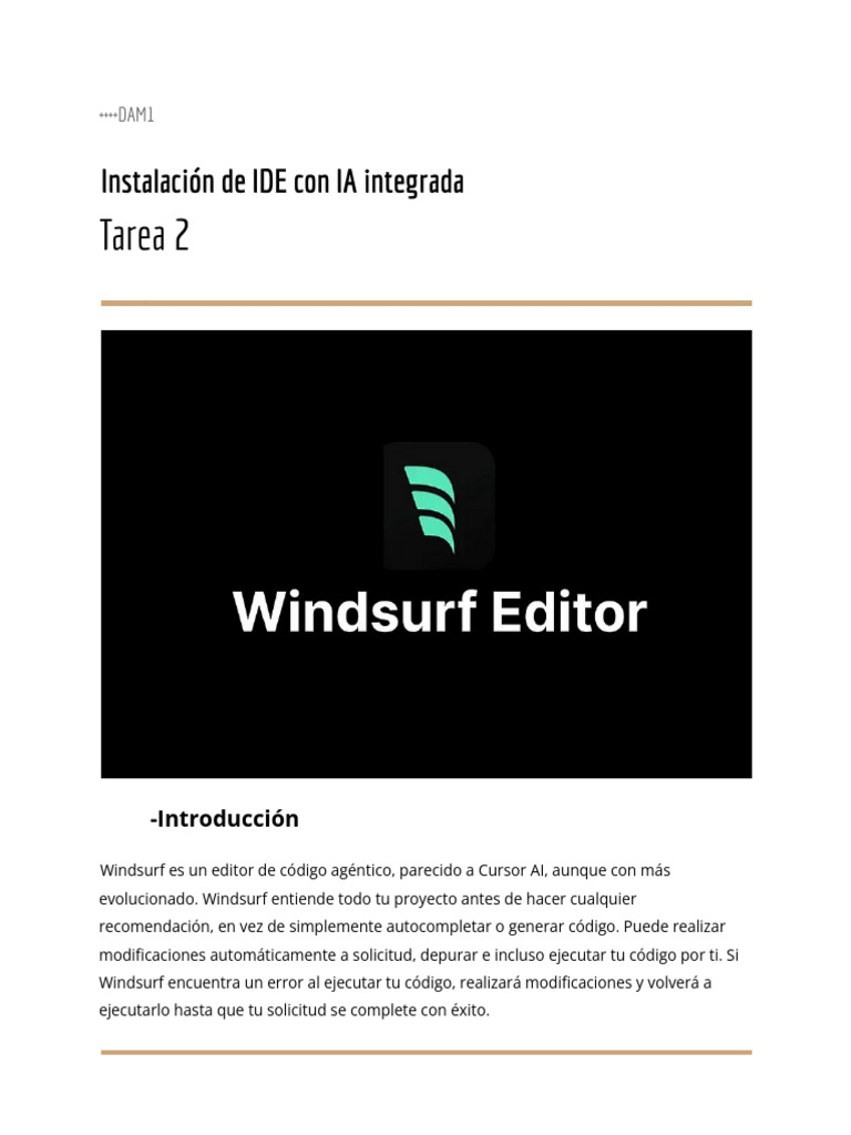 Instalación de IDE con IA integrada TAREA | PDF | Entorno de desarrollo ...