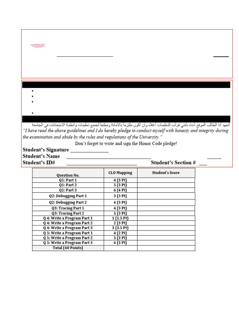 CS101 Final Exam 1 242 Answer Key | PDF | Parameter (Computer ...