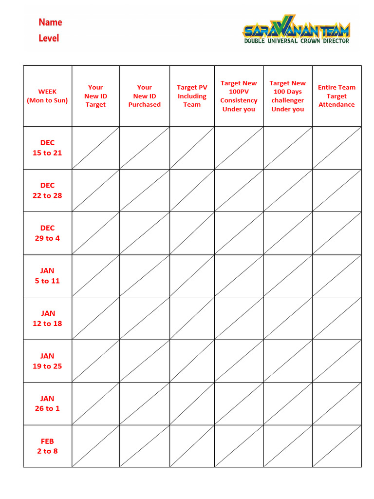 Weekly Target Dec to Feb | PDF