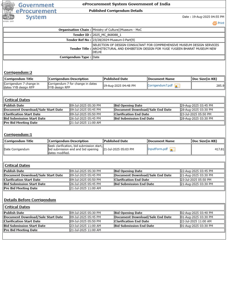 Corrigendum 7 Change in Dates for Design RFP 19082025 | PDF | Procurement