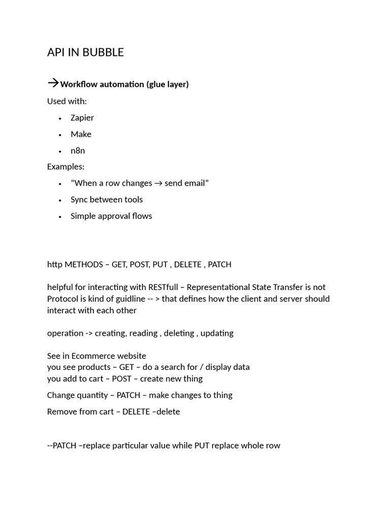 API Workflow Automation in Bubble | PDF