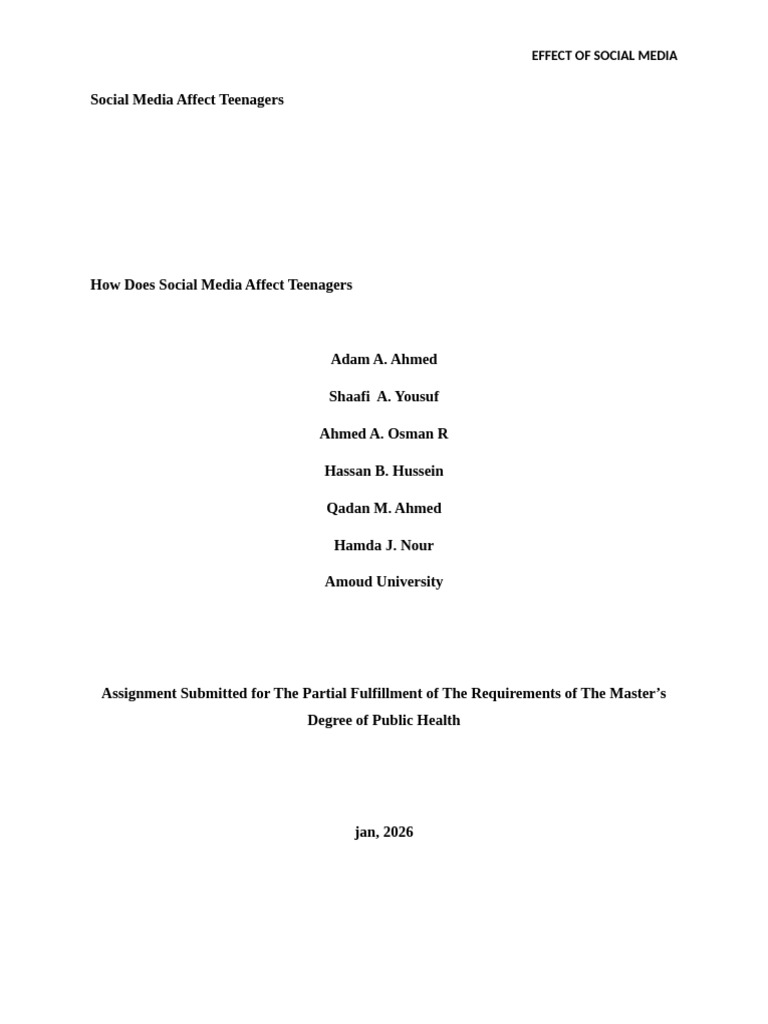 Impact of Social Media on Teenagers | PDF | Cyberbullying | Adolescence