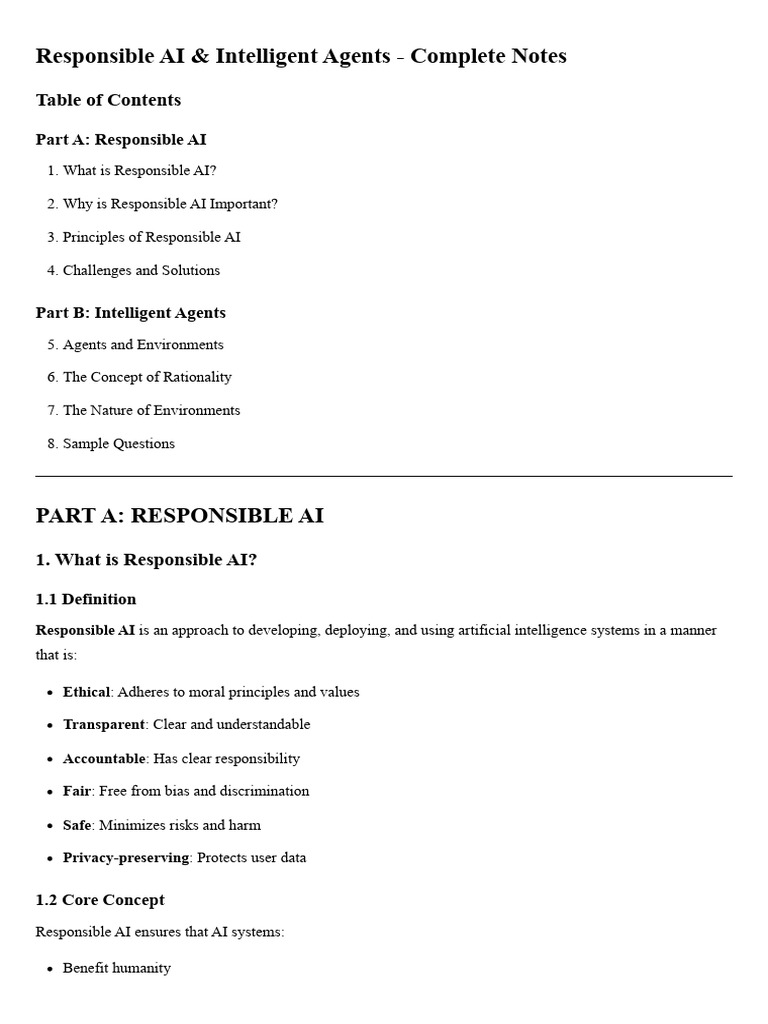 Responsible AI & Intelligent Agents Guide | PDF | Artificial ...