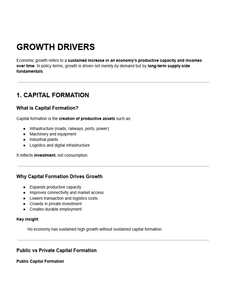 Key Drivers of Economic Growth Explained | PDF | Macroeconomics ...