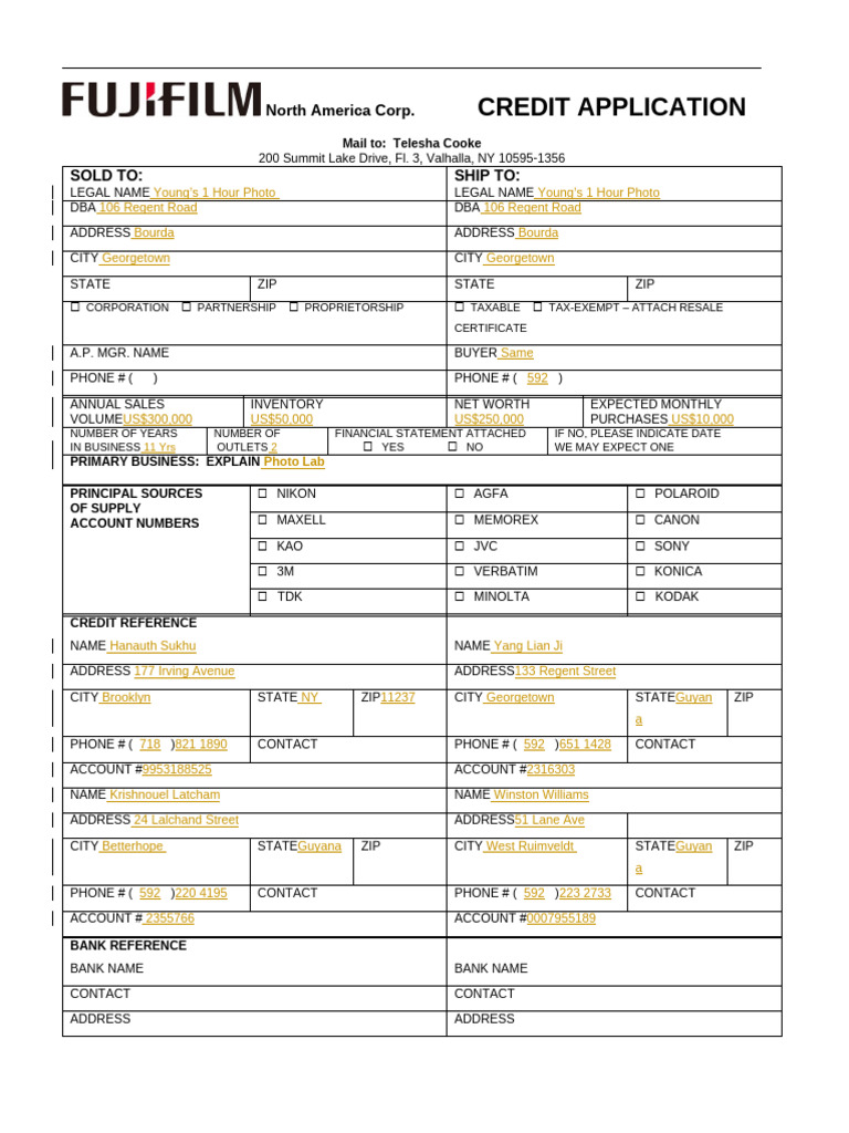 North America Corp. Credit Application | PDF | Credit | Finance & Money ...