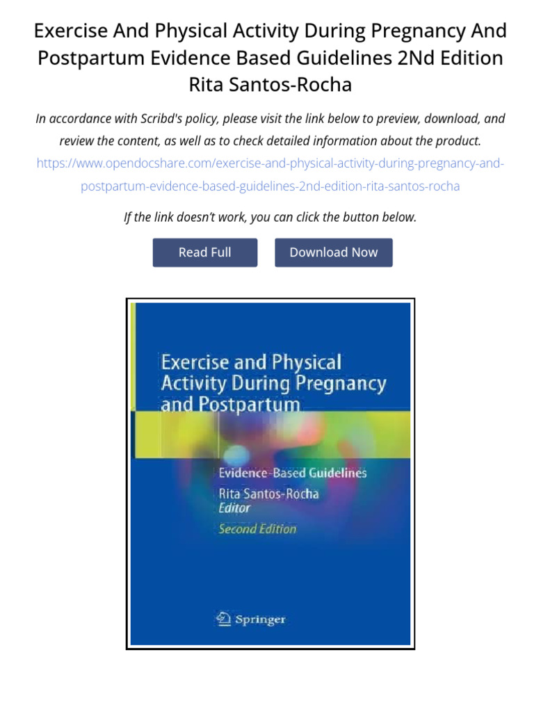 Exercise and Physical Activity During Pregnancy and Postpartum Evidence ...