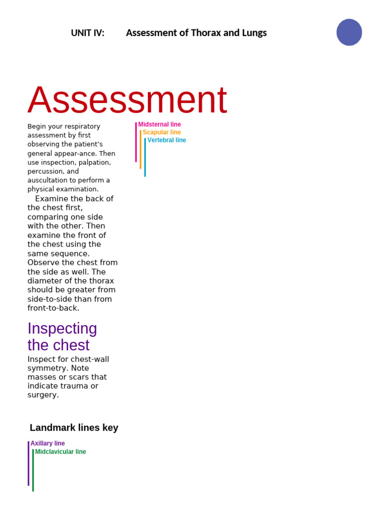 Unit IV Assessment of Thorax and Lung | PDF | Thorax | Lung