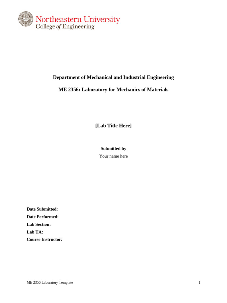 ME 2356 Mechanics of Materials Lab Report | PDF | Strength Of Materials ...