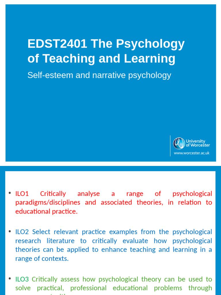 EDST2401 Self esteem and narrative psychology | PDF | Self Esteem ...