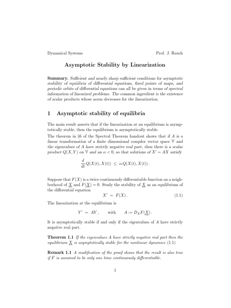 Decreasing Quadratic Form | PDF | Stability Theory | Eigenvalues And ...