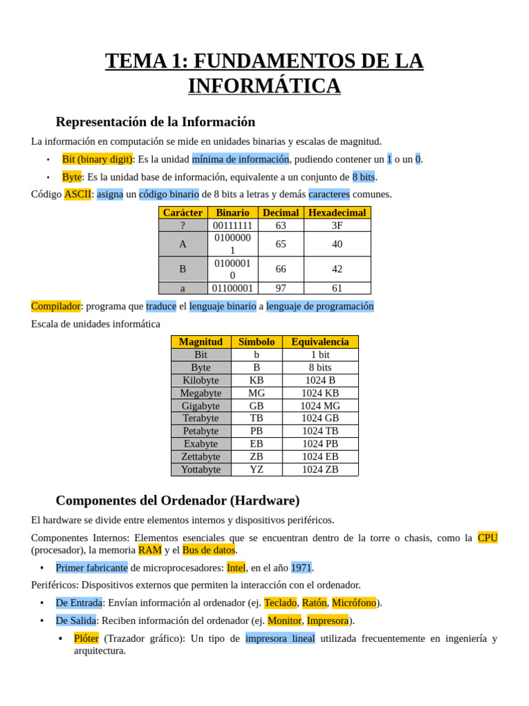 Tema 1 VI - Fundamentos de La Informática | PDF | Hardware de la ...