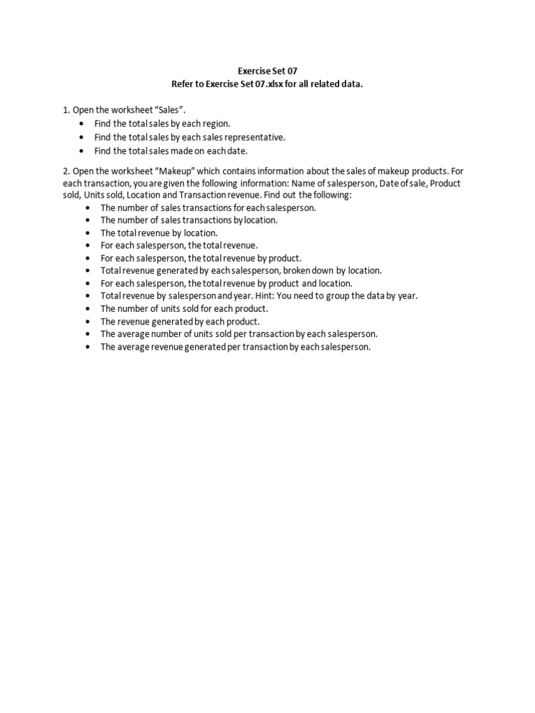 Exercise Set 07 | PDF