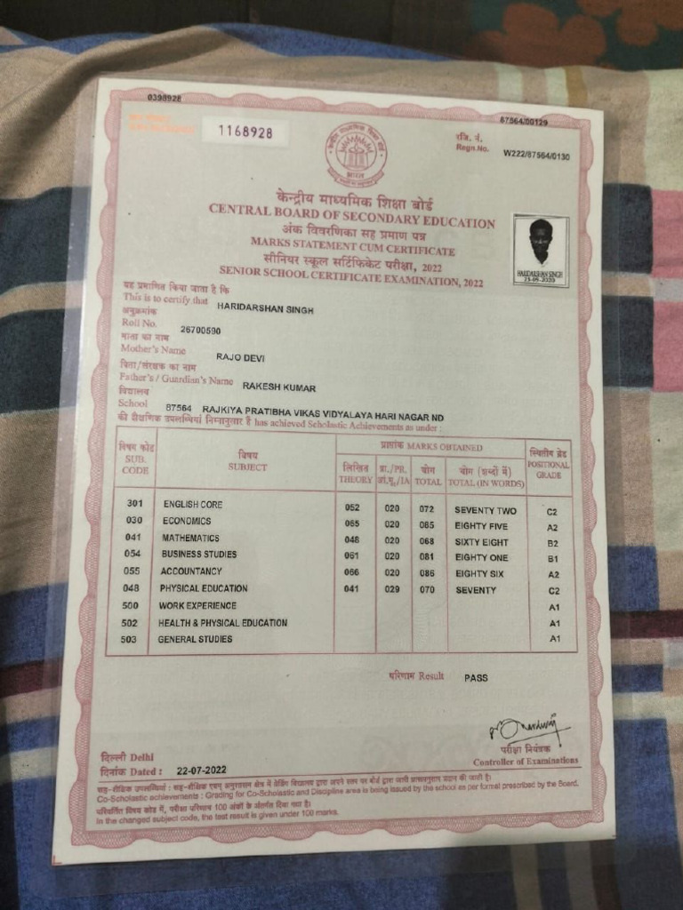 XII Marksheet | PDF