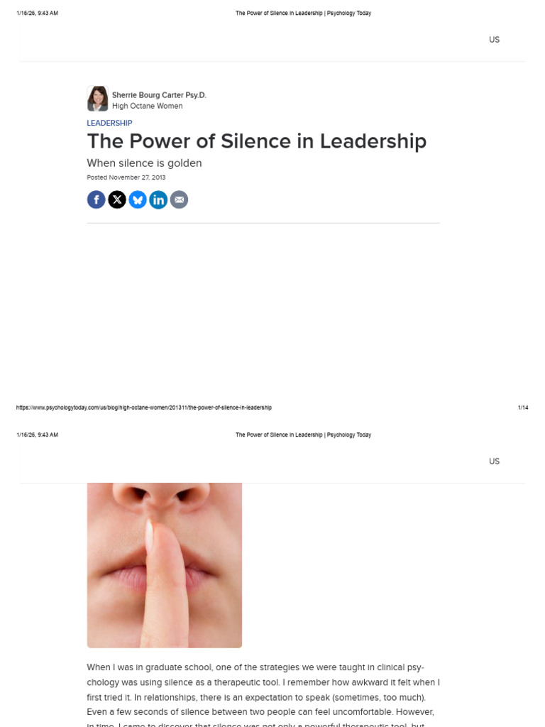 The Power of Silence in Leadership _ Psychology Today | PDF | Silence ...