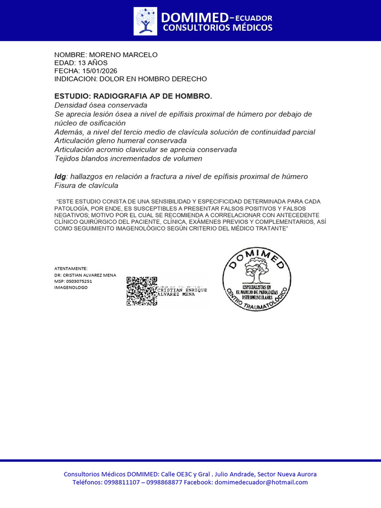 Moreno Marcelo Rx de Hombro | PDF