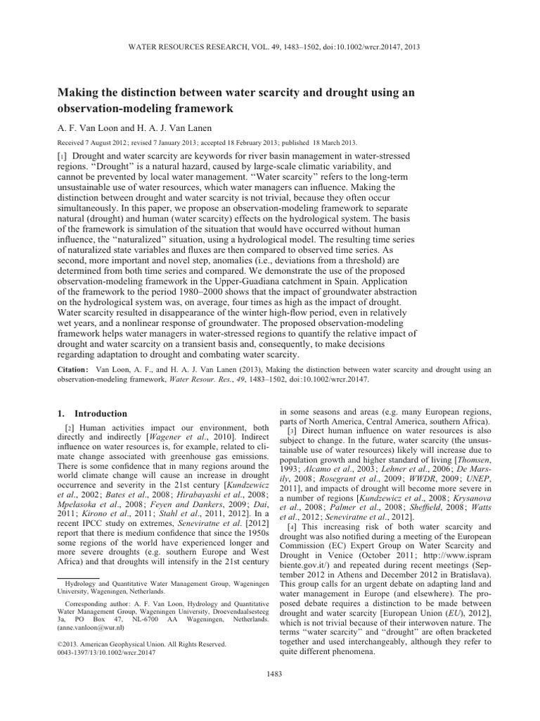 Distinguishing Drought from Water Scarcity | PDF | Groundwater | Drought