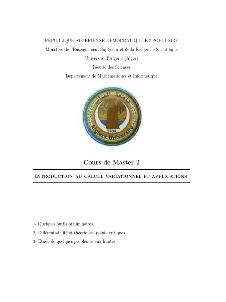 Introduction au calcul variationnel | PDF | Limite (mathématiques) | Espace