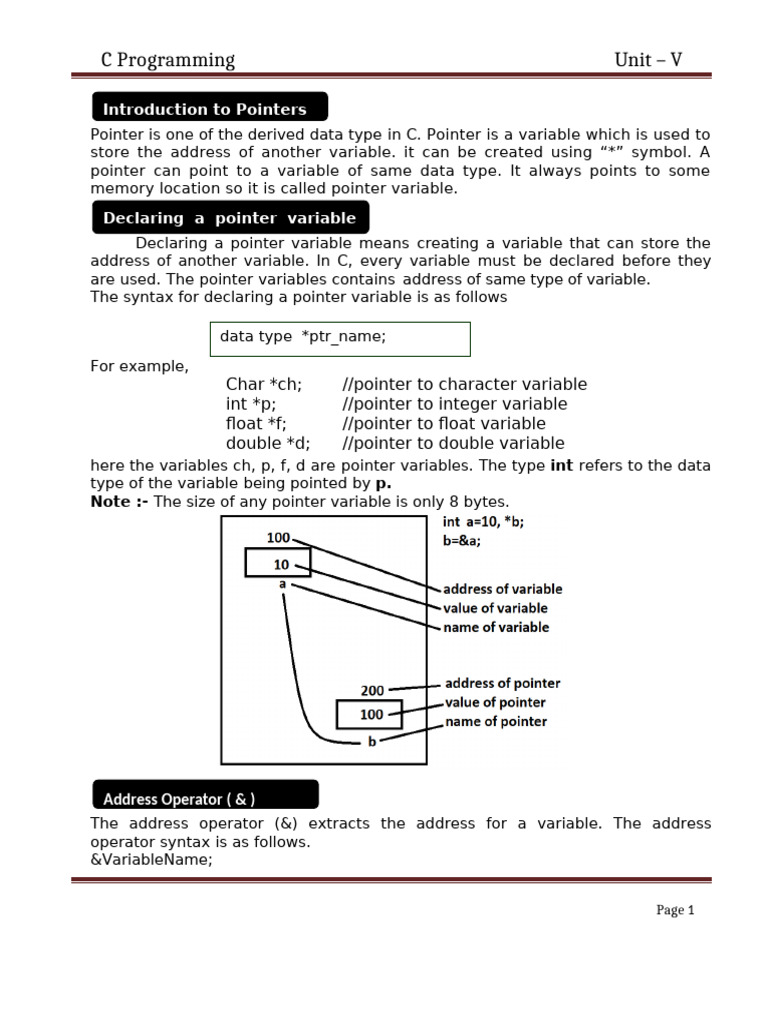 C Programming: Understanding Pointers | PDF | Pointer (Computer ...