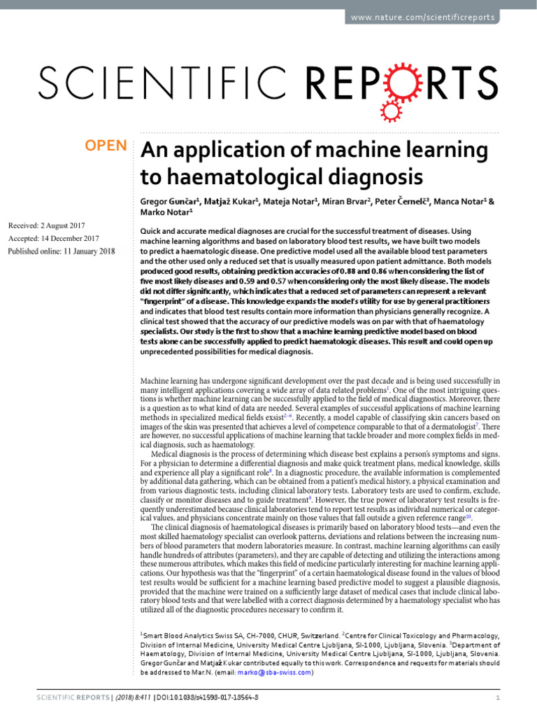 An Application of Machine Learning | PDF | Medical Diagnosis | Support ...