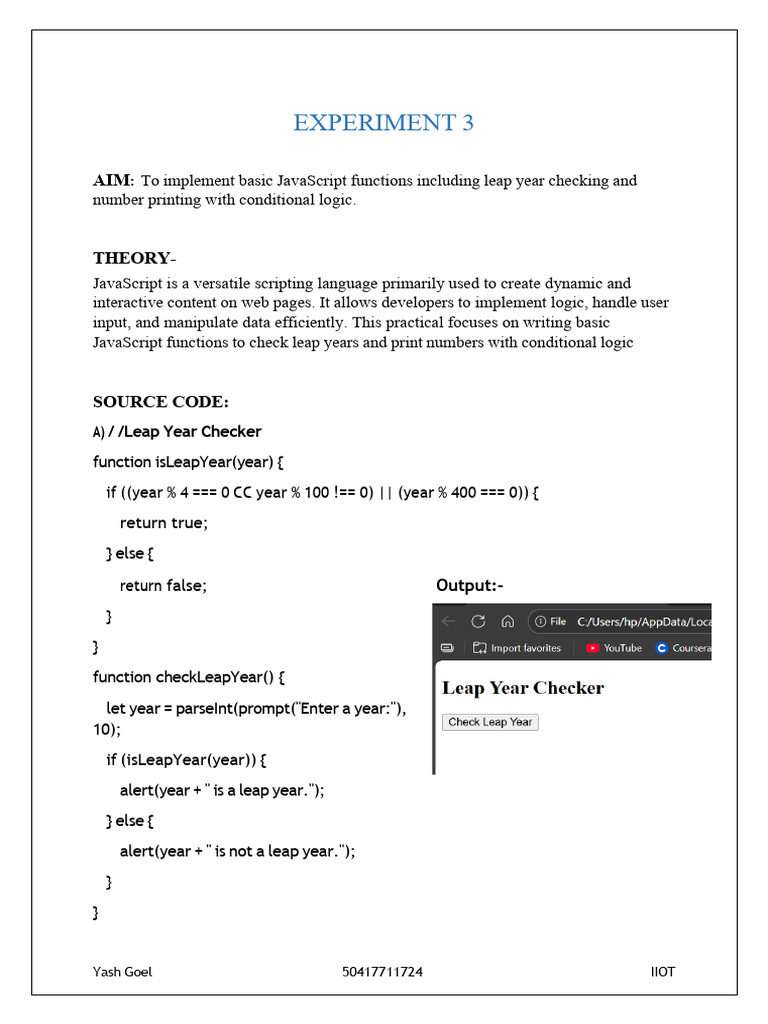 JavaScript Functions: Leap Year & Fizz | PDF
