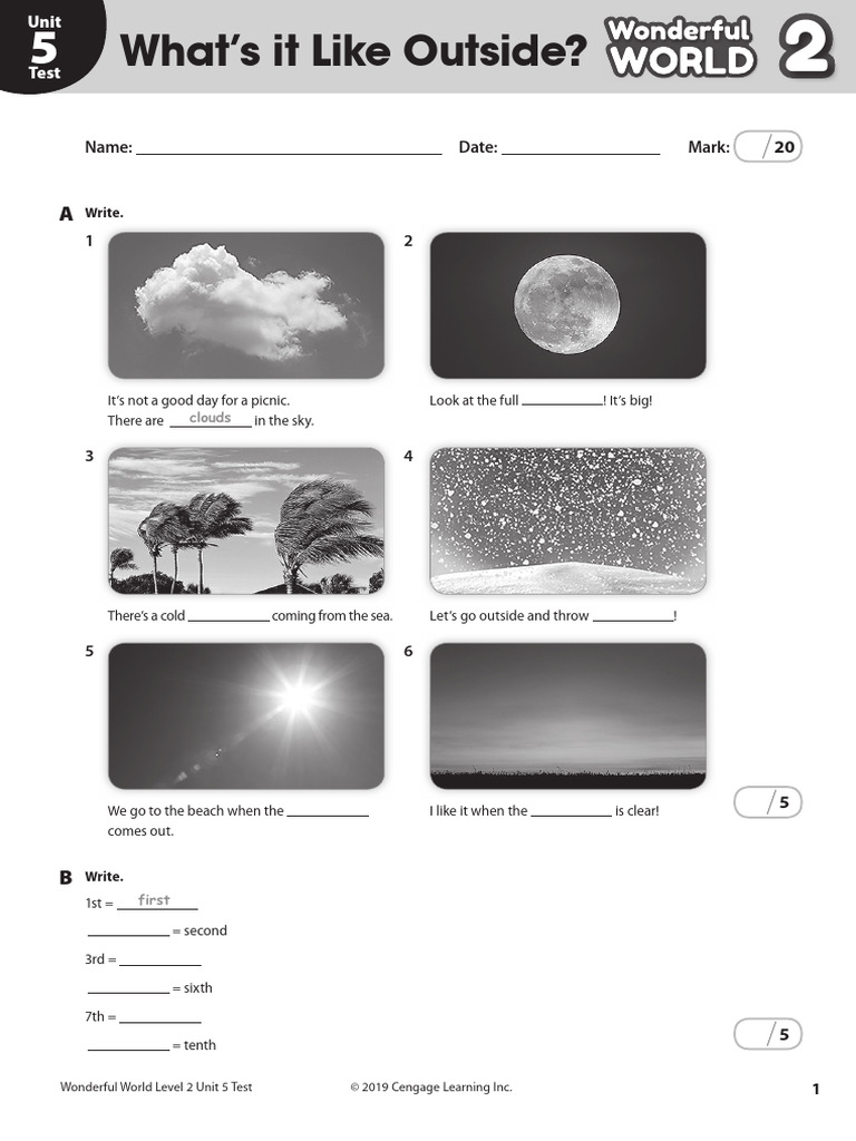 Unit 5 Test: Weather and Activities | PDF
