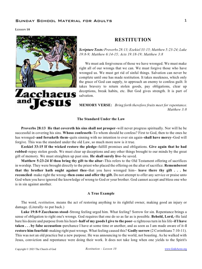 10 Restitution | PDF | Sin | Forgiveness