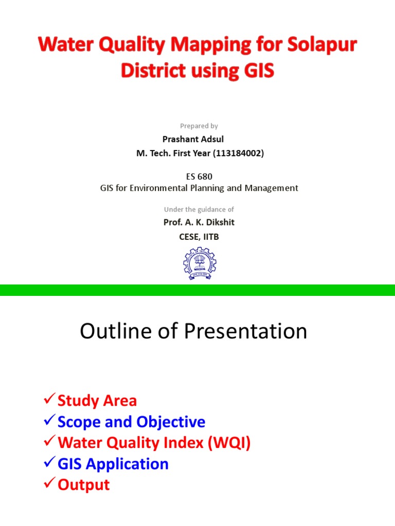Water Quality Mapping in Solapur District | PDF | Arc Gis | Geographic ...