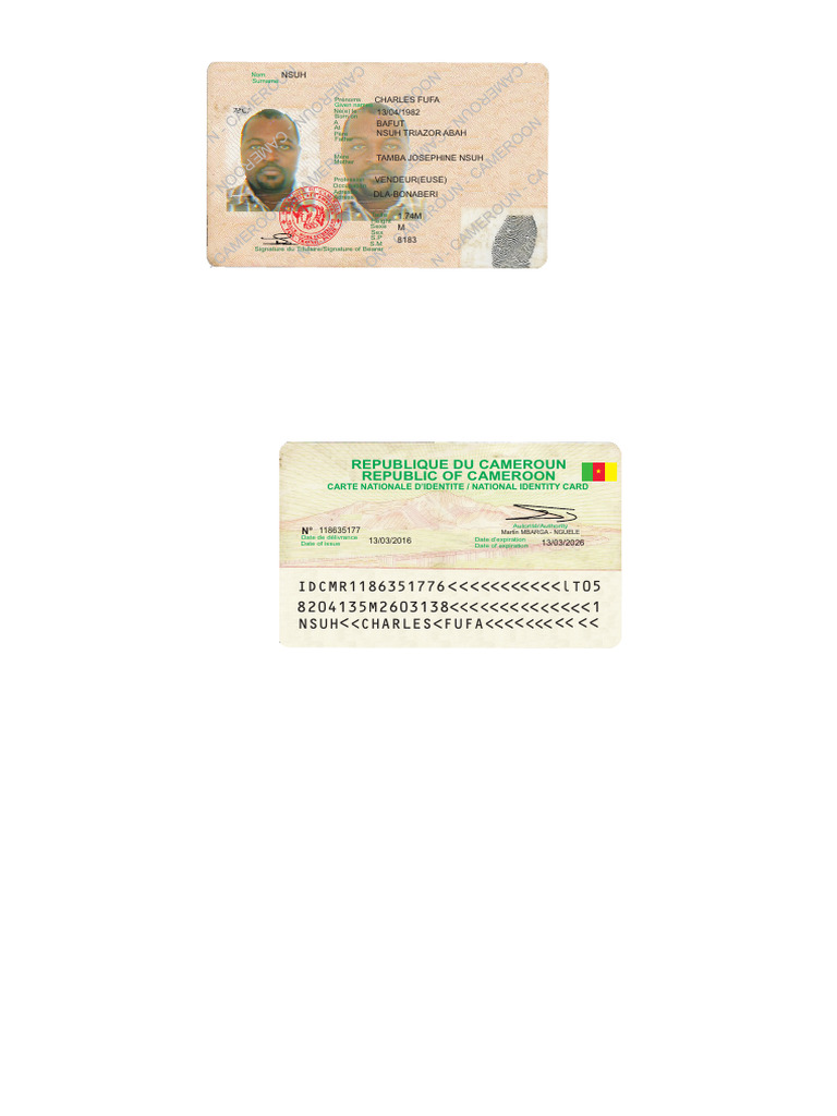Carte Nationale d'Identité Camerounaise | PDF | Authentification