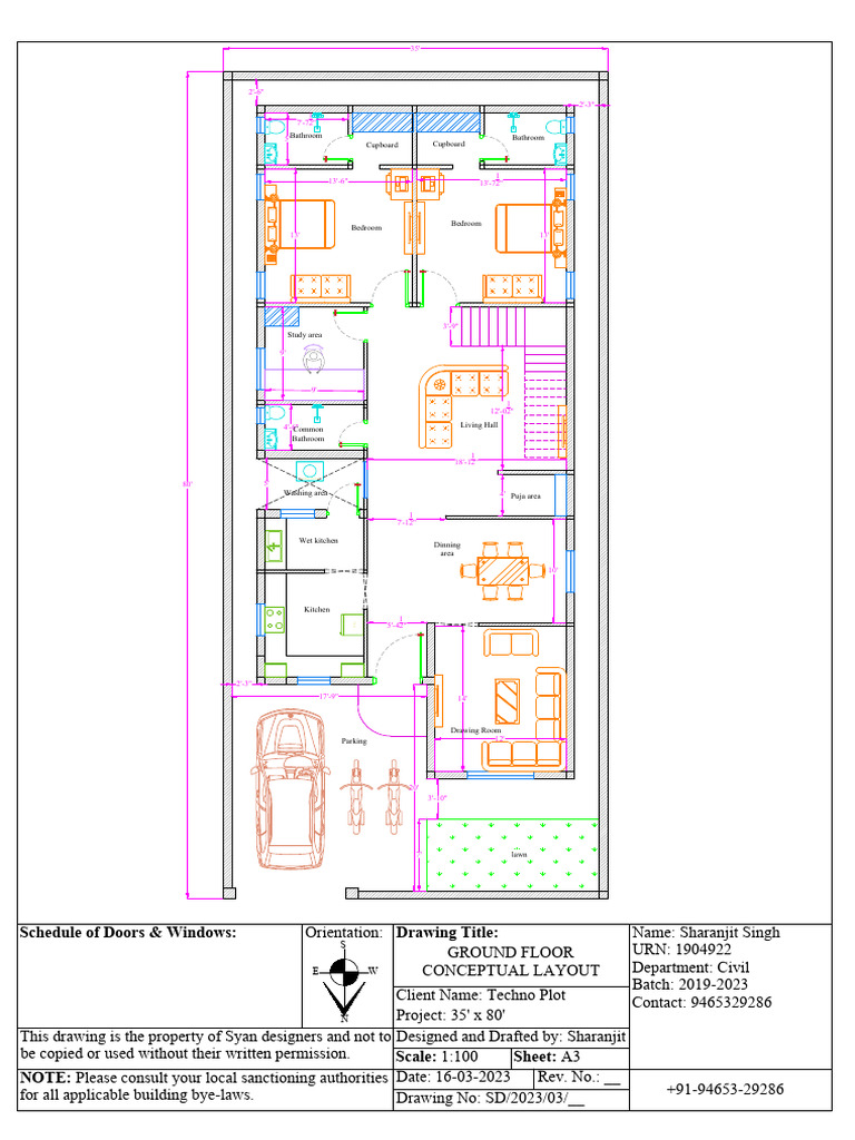 Ground Floor Layout Plan for Techno Plot | PDF | Interior Design | Room