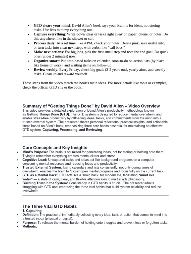 Mastering GTD: Clear Your Mind & Boost Productivity | PDF | Cognition ...