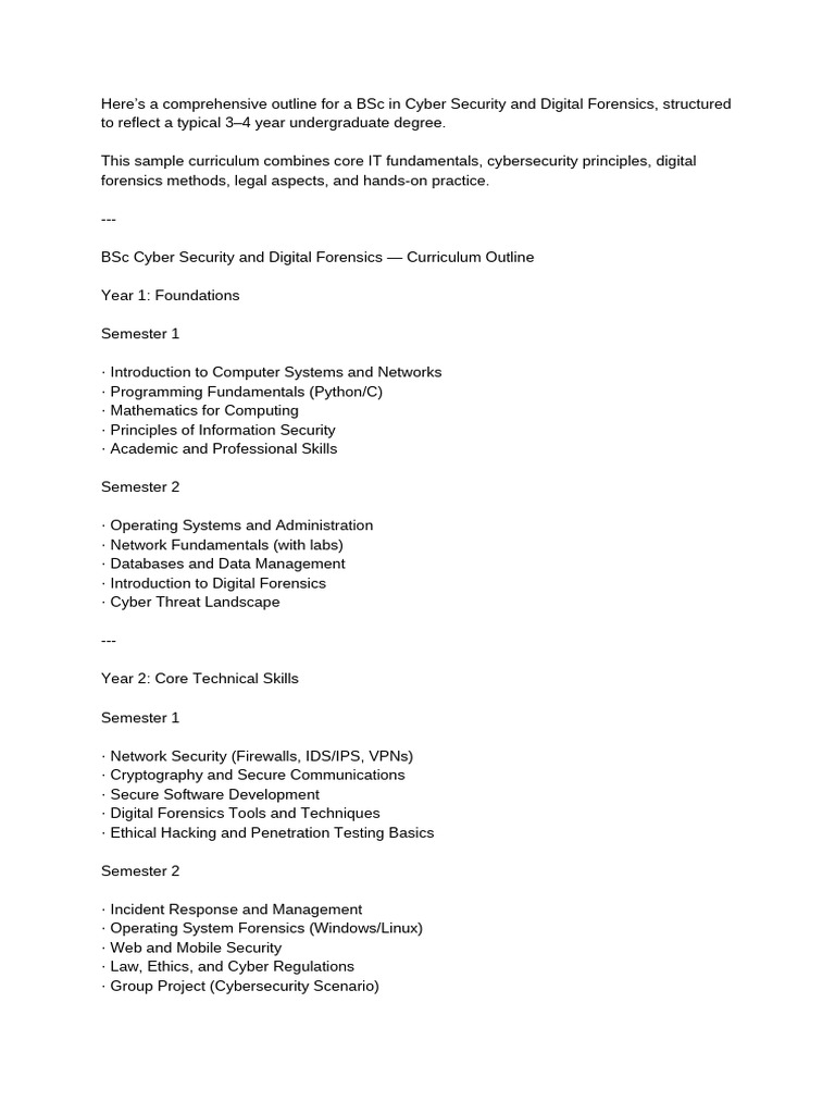 BSc Cyber Security & Digital Forensics Curriculum | PDF | Security ...