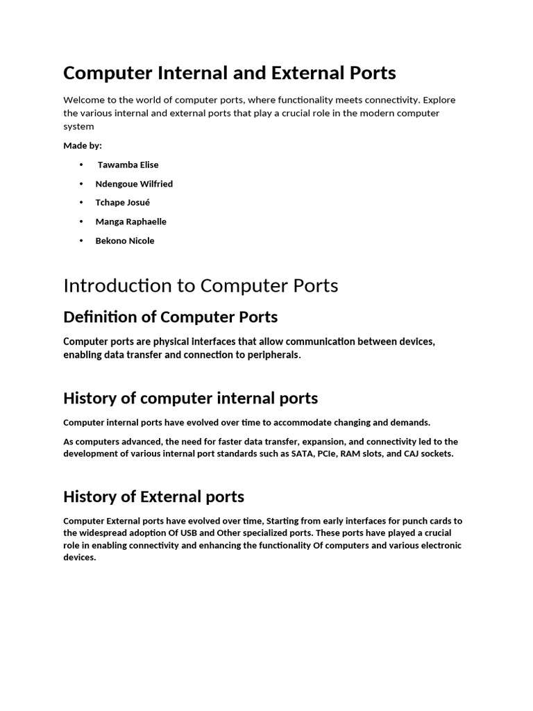 Understanding Computer Ports: Types & Functions | PDF | Hdmi | Usb