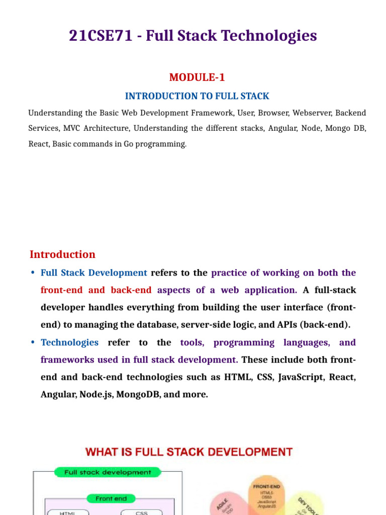 Full Stack Development Overview Guide | PDF | Model–View–Controller ...