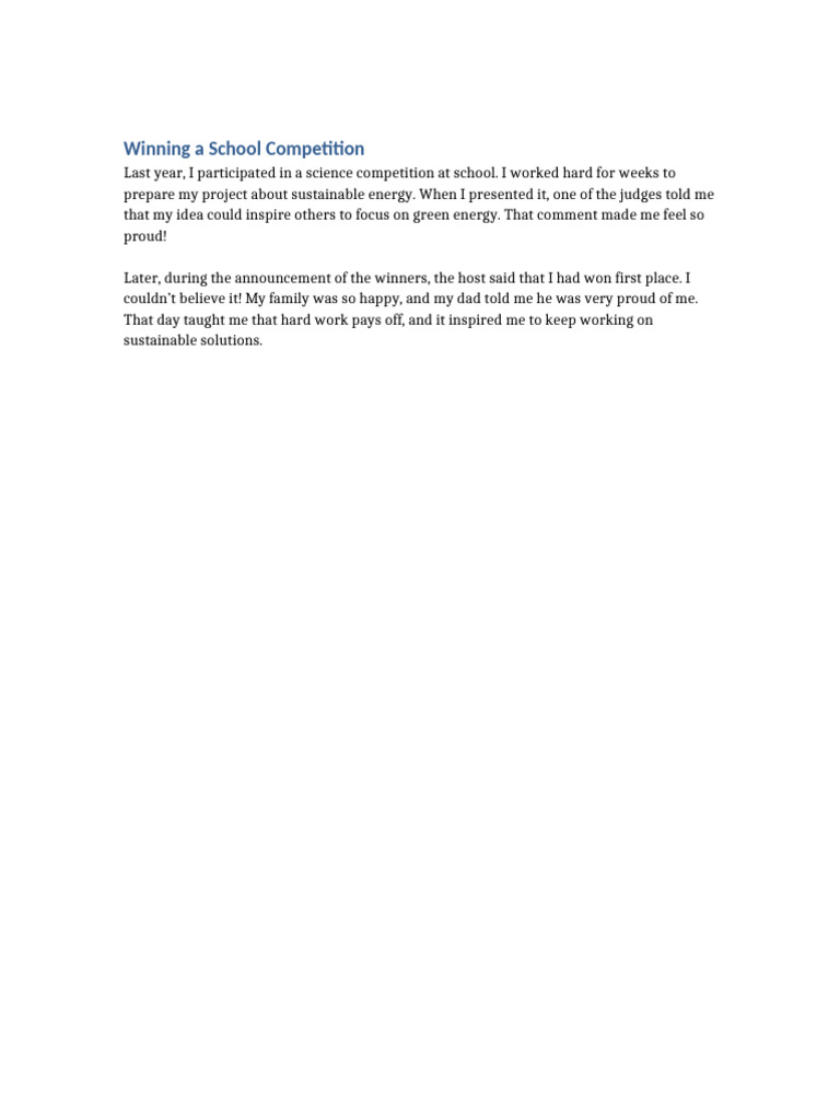 Winning a School Competition | PDF