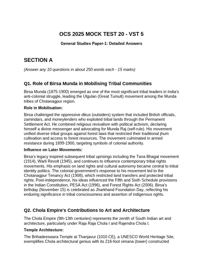OCS Mock Test 20 Answers-1 | PDF | Tsunami | Oceans
