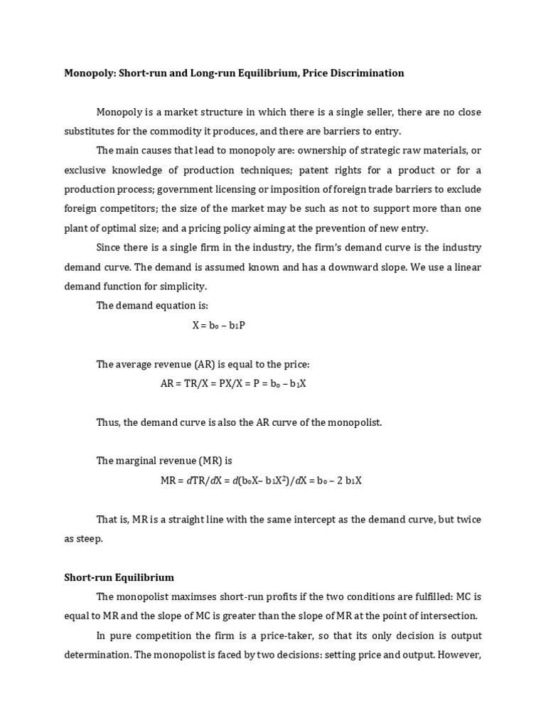Monopoly Equilibrium & Price Discrimination | PDF | Monopoly | Demand