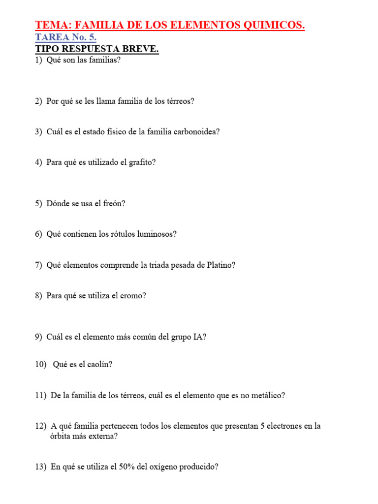 Tarea No 5 Respuesta Breve | PDF